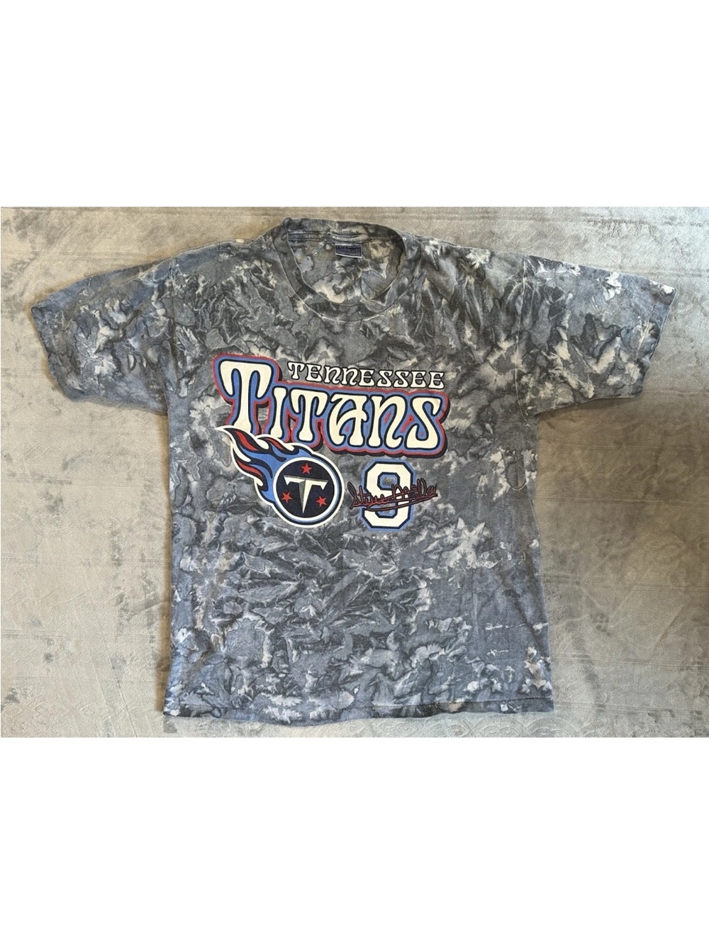 Vintage Tennessee Titans Sz L Blue Marbled Crewneck Steve McNair Single Stitch